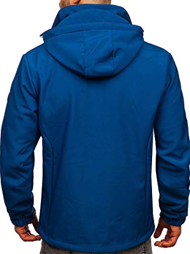 BOLF Hombre Chaqueta Softshell de Entretiempo con Capucha Cierre de Cremallera Cuello Elevado Cazadora Ropa de Abrigo Estilo Deportivo BK067 Azul XL [4D4]