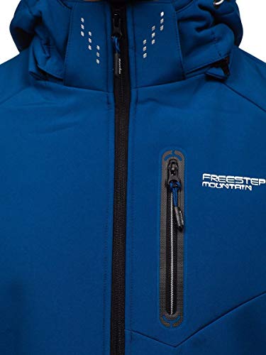 BOLF Hombre Chaqueta Softshell de Entretiempo con Capucha Cierre de Cremallera Cuello Elevado Cazadora Ropa de Abrigo Estilo Deportivo BK067 Azul XL [4D4]