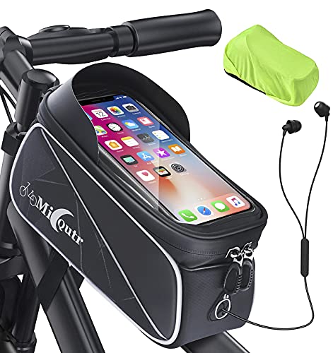 Bolsa de Bicicleta, Bolsa Impermeable Bicicleta Cuadro, Bolsa Manillar Bicicleta Montaña con Visera, Bolsa Táctil de Tubo Superior Delantero para Teléfono Inteligente por Debajo de 6,8 Pulgadas