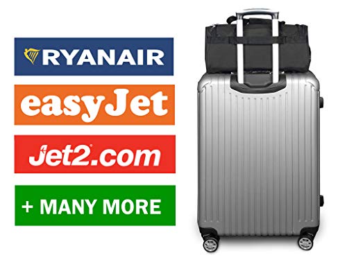 Bolsa de Viaje Pequeña - 2º Artículo de Equipaje de Mano en Ryanair - Bolsas de Viaje Fabricada con el Tamaño Exacto de 40 x 25 x 20 cm - Bolso de Cabina - Super Ligero 0,4 kg RL59K (Negro)
