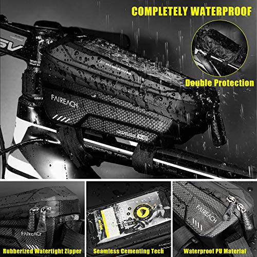 Bolsa Manillar con Soporte Móvil para Telefono Bicicleta, Faireach Bolsa Bici, Bolso Bicicleta Impermeable y con Ventana para Pantalla Táctil, para iPhone, Samsung y Otros Smartphones de hasta 6,5''
