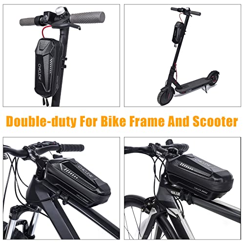 Bolsa Manillar de Bicicleta y Bolsa de Scooter 2 en 1, Bolsa Patinete Electrico Impermeable y Anti Choque, Bolsa Cuadro Bicicleta de Teléfono de EVA rígido y Gran Capacidad