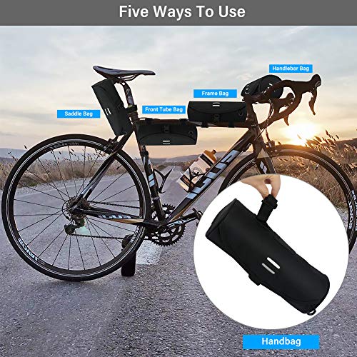 Bolsa para Manillar de Bicicleta Upkey Impermeable Bolsa de Manillar de Bicicletas Bolsa Manillar Bicicleta MTB Multifuncional Manillar Bolsa de Bicicleta con Tira Reflectante Tubo Frontal Bolsa, 2L