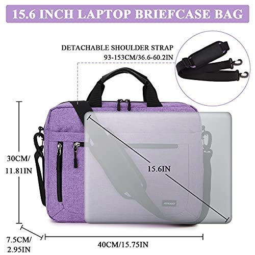 Bolsa para Portátil 15.6 Pulgadas,RAVUO Impermeable Maletín Ordenador Portáti Bolso Bandolera Mujer Hombre Bolsa de Computadora Bolsa de Mensajero para Viajes Negocios Trabaja Escuela Morado