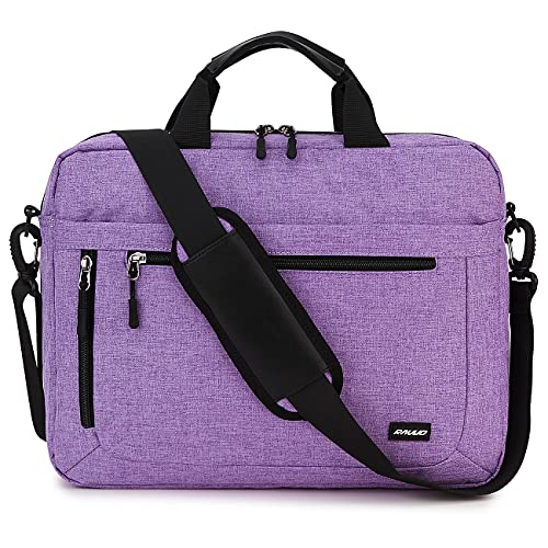 Bolsa para Portátil 15.6 Pulgadas,RAVUO Impermeable Maletín Ordenador Portáti Bolso Bandolera Mujer Hombre Bolsa de Computadora Bolsa de Mensajero para Viajes Negocios Trabaja Escuela Morado