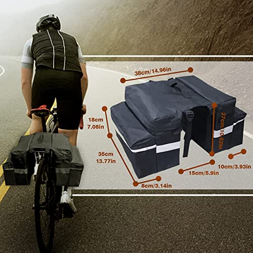 Bolsa Trasera para Bicicleta Multifuncional con Doble Bolsas Alforjas Traseras, Cesta Bicicleta Trasera Impermeable Doble Bolsa para Portaequipajes, Bolsa Lateral para Bicicletas MTB 20 L (Negro)