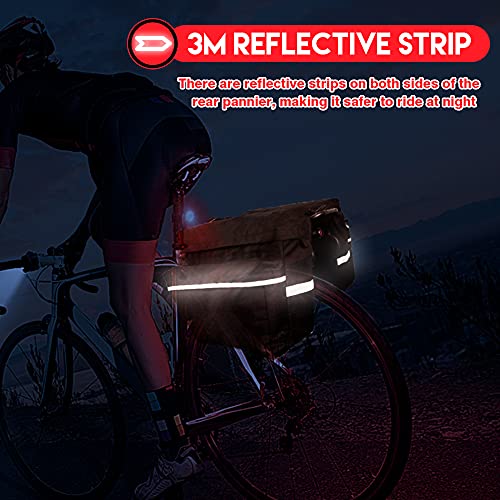 Bolsa Trasera para Bicicleta Multifuncional con Doble Bolsas Alforjas Traseras, Cesta Bicicleta Trasera Impermeable Doble Bolsa para Portaequipajes, Bolsa Lateral para Bicicletas MTB 20 L (Negro)