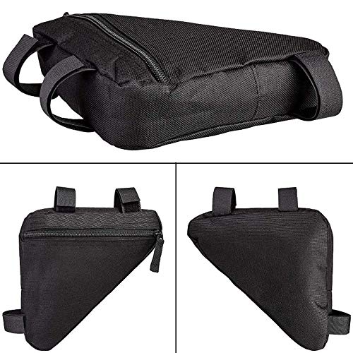 Bolsa Triangular de Bicicleta, Bolsas Bicicleta Cuadro, Bolsa para Tubo Frontal de Bicicleta, Impermeable, Tela OxfordBolsa Triangular de Gran Capacidad para Bicis MTB Bici de Carretera (Negro)