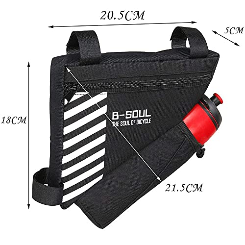 Bolso Triángulo De Bicicleta,Bolsa Triangular De Bicicleta Impermeable Bolsa Bicicleta Montaña Bolsa De Marco De Tubo Delantero De Bicicleta para Bicis MTB Bici De Carretera (Negro, 20.5 * 18 * 5 cm)