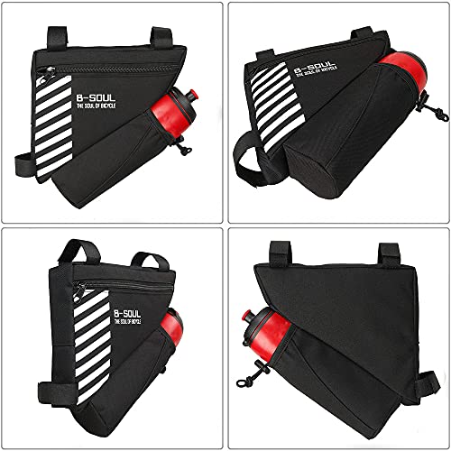 Bolso Triángulo De Bicicleta,Bolsa Triangular De Bicicleta Impermeable Bolsa Bicicleta Montaña Bolsa De Marco De Tubo Delantero De Bicicleta para Bicis MTB Bici De Carretera (Negro, 20.5 * 18 * 5 cm)