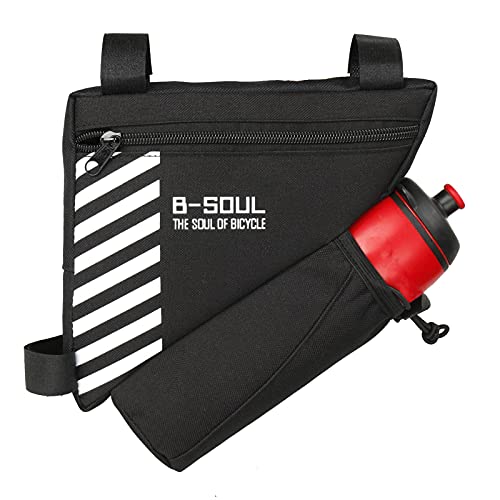 Bolso Triángulo De Bicicleta,Bolsa Triangular De Bicicleta Impermeable Bolsa Bicicleta Montaña Bolsa De Marco De Tubo Delantero De Bicicleta para Bicis MTB Bici De Carretera (Negro, 20.5 * 18 * 5 cm)