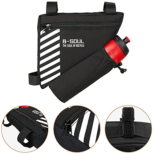 Bolso Triángulo De Bicicleta,Bolsa Triangular De Bicicleta Impermeable Bolsa Bicicleta Montaña Bolsa De Marco De Tubo Delantero De Bicicleta para Bicis MTB Bici De Carretera (Negro, 20.5 * 18 * 5 cm)