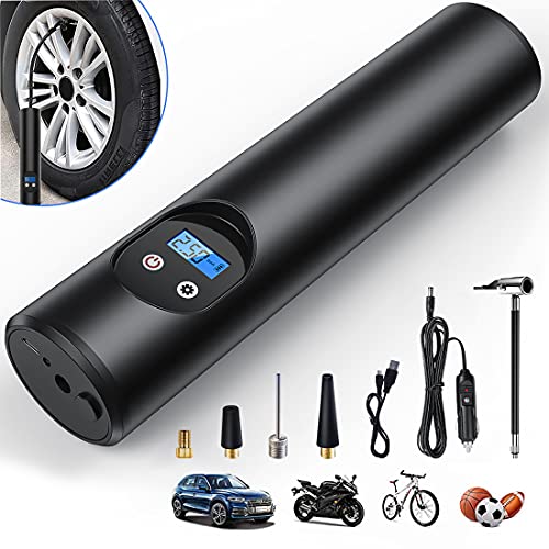 Bomba de neumáticos de coche, compresor de aire portátil de 150 PSI con batería recargable de 6000 mAh, bomba de inflado de neumáticos con luz de emergencia para coche, scooter eléctrico, bolas