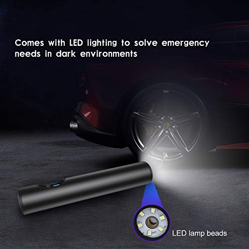 Bomba de neumáticos de coche, compresor de aire portátil de 150 PSI con batería recargable de 6000 mAh, bomba de inflado de neumáticos con luz de emergencia para coche, scooter eléctrico, bolas