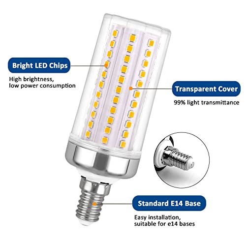 Bombilla de Maíz E14 16W LED Luz Fría 6000K, 2000 lúmenes, equivalente E14 120 W-150W Halógena, 360 grados, AC 220V, no regulable, Bombilla LED Casquillo Fino Fria para Luz Techo, pack de 5