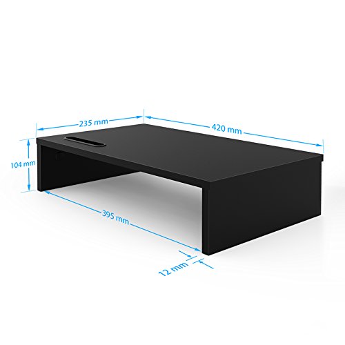 BONTEC Soporte Monitor Elevador Monitor Alzador Pantalla Ordenador de Monitor Ordenador Negro, W420 x D235 x H104 con Soporte para teléfono Inteligente y gestión de Cables