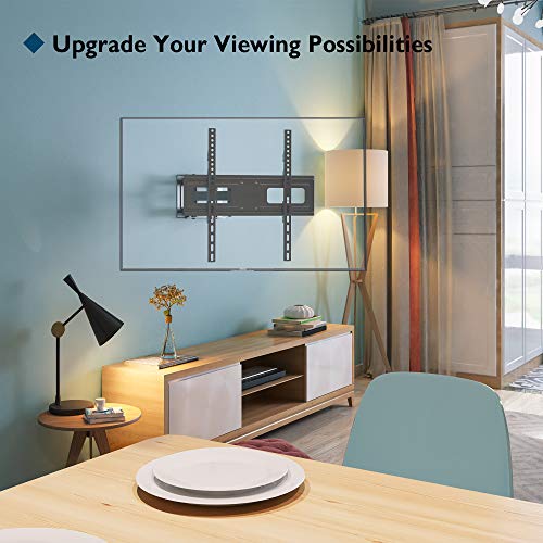 BONTEC Soporte Pared TV Planos & curvos de 23-60 Pulgadas, MAX VESA 400x400mm Inclinable y Giratorio, Doble Brazo y Movimiento Completo, Incluye Cable HDMI, Nivel topográfico, 5 Correas de Velcro