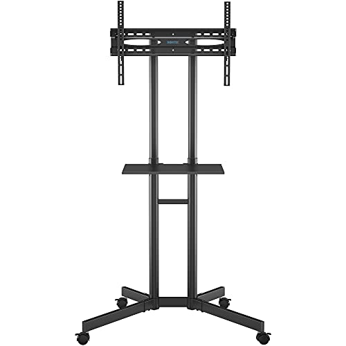 BONTEC Soporte TV Ruedas Soporte TV Suelo para Pantallas de 32"-70" Plasma/LCD/LED, Soporte TV Pie con Bandeja, Trolley de exhibición para exhibición en el hogar con Ruedas giratorias