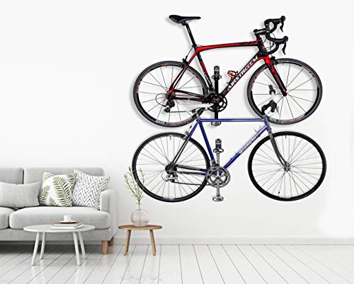 Borgen Soporte de pared para bicicleta | Soporte de pedal para bicicletas eléctricas, MTB, de carreras con 2 ángulos de apoyo y almohadillas protectoras de pared | Incluye material de montaje