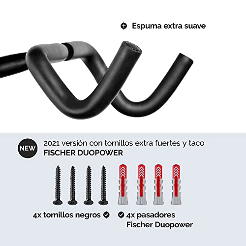 Borgen Soporte de pared para bicicletas I Soporte para colgar bicicletas - Ángulo y distancia de pared ajustable, plegable, MTB, bicicleta de carreras - Acolchado extra suave