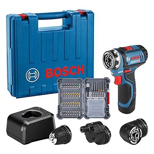 Bosch Professional 12 V System Atornillador GSR 12 V-15 FC, Batería de 1 x 2.0Ah, Cargador Rápido GAL12 V-20, 3x Accesorios de Portabrocas, 40 pcs, Juego de Accesorios, Maletín, Amazon Exclusive Set