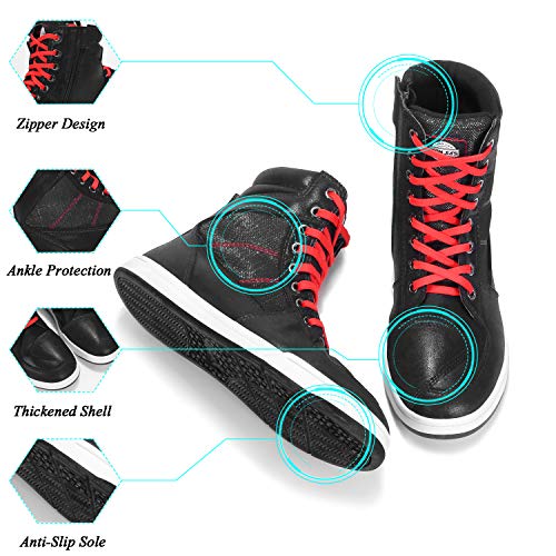 Botas de Moto Hombre, Zapatillas de Moto Casuales Antideslizantes, botas moto zona tobillo reforzado Zapatillas de Motocross