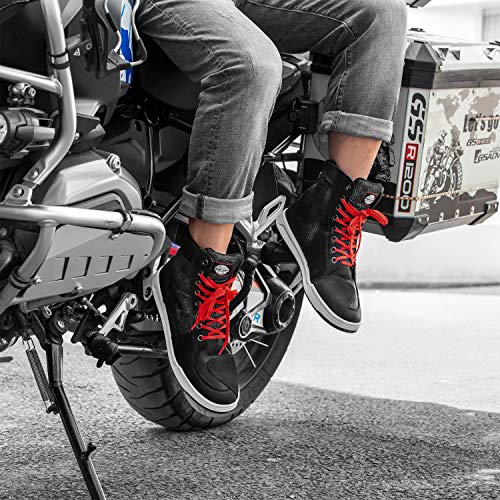 Botas de Moto Hombre, Zapatillas de Moto Casuales Antideslizantes, botas moto zona tobillo reforzado Zapatillas de Motocross