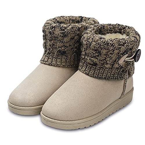 Botas de Nieve para Mujer Zapatillas de Punto Beige 37 EU (Talla de Suela es Asiática 38)