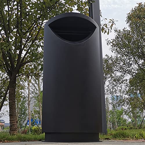 Bote de basura al aire libre Bote de basura de metal al aire libre La basura de acero al aire libre puede inclinar el cubo de una bote de basura negra helada con una base engrosada oculta con cenicero