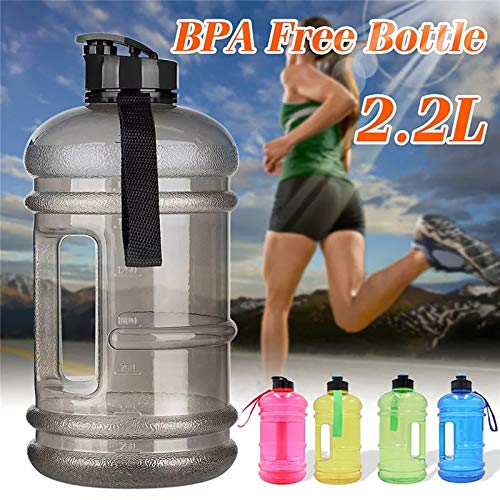 Botella Dagua, Jarra Agua 2.2L 100% A Prueba Fugas Sin BPA con Asa Botella Agua Grande para Gimnasio para Deportes Trabajo Al Aire Libre Montañismo Correr Ciclismo,Gris