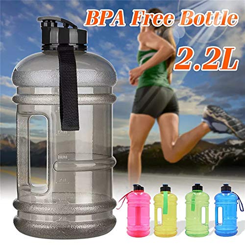 Botella Dagua, Jarra Agua 2.2L 100% A Prueba Fugas Sin BPA con Asa Botella Agua Grande para Gimnasio para Deportes Trabajo Al Aire Libre Montañismo Correr Ciclismo,Gris