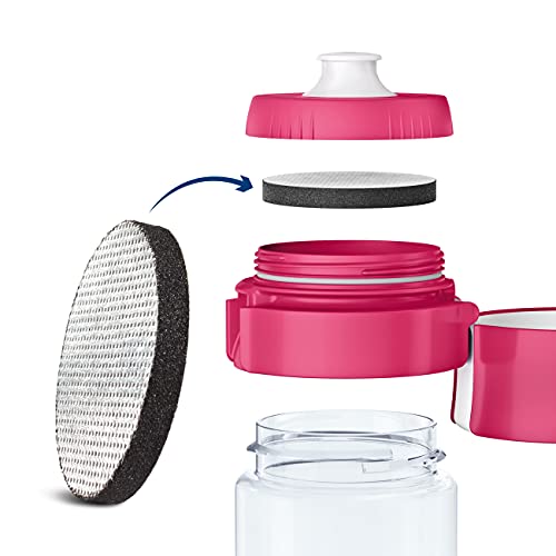 Botella filtrante BRITA Rosa- Filtro Tecnología MicroDisc, Óptimo sabor para disfrutar en cualquier lugar, Botella de Agua sin BPA, 0.6 litros