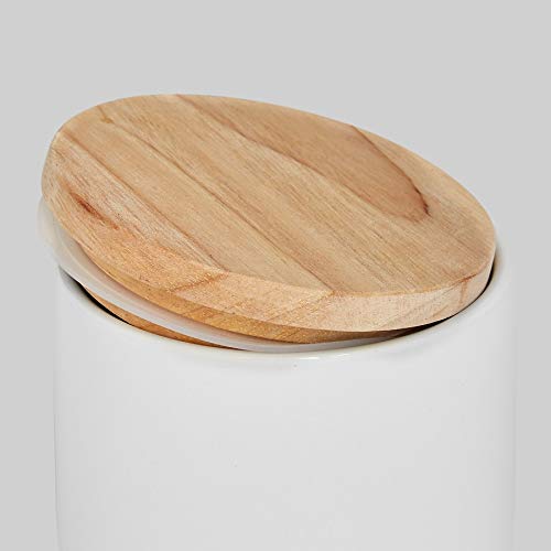 Botes de cerámica con tapa de madera Sweet Scandi - blanco 10,1 x 18,3 cm