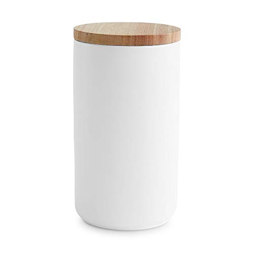 Botes de cerámica con tapa de madera Sweet Scandi - blanco 10,1 x 18,3 cm