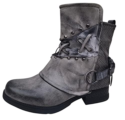 Botines para mujer ST04 con remaches, color Gris, talla 40 EU