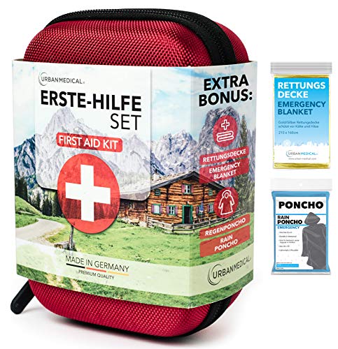 Botiquín de primeros auxilios Premium de Alemania. | Urban Medical® | DIN 13167 l Para acampar, para hacer deporte, para viajar, para la bicicleta o para la casa.