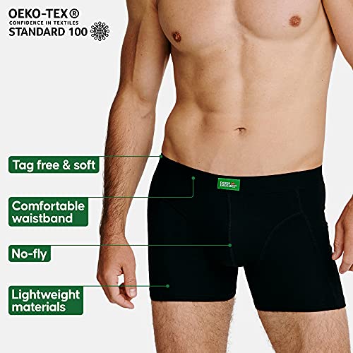 Boxer Calzoncillos Hombre Algodón Orgánico Pack de 3 Negro Azul Blanco (Negro, Medium)