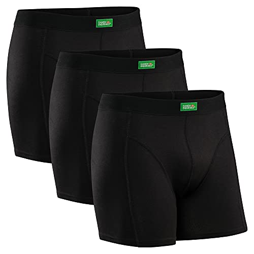 Boxer Calzoncillos Hombre Algodón Orgánico Pack de 3 Negro Azul Blanco (Negro, Medium)