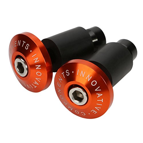 BRAUTO Tallado de 2pcs CNC Universal moto 7/8" 22mm manillar puños tapones tapones de barra Naranja