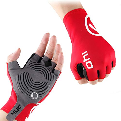 Breaking Wind Ciclismo Guantes de Medio Dedo Guantes de Bicicleta Antideslizantes Guantes de Bicicleta de Carretera de Carreras   - Rojo, XL