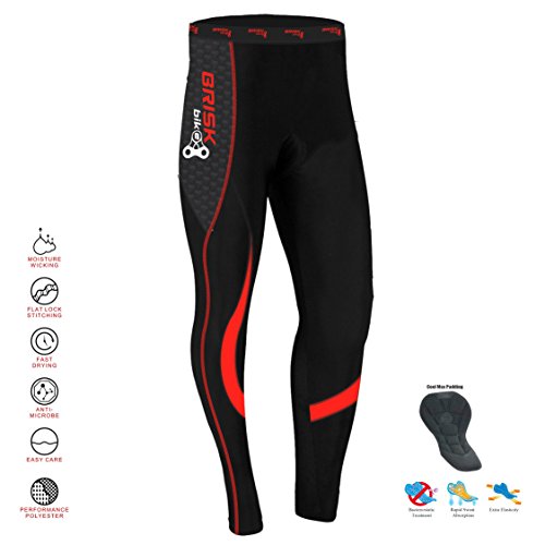 Brisk Bike Mallas térmicas de ciclismo Leggings largos de ciclismo Mallas de ciclismo acolchadas para ciclista profesional Pantalones Ropa de bicicleta de montaña (Black/Red, M)