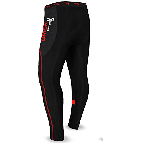 Brisk Bike Mallas térmicas de ciclismo Leggings largos de ciclismo Mallas de ciclismo acolchadas para ciclista profesional Pantalones Ropa de bicicleta de montaña (Black/Red, M)