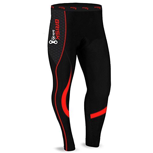 Brisk Bike Mallas térmicas de ciclismo Leggings largos de ciclismo Mallas de ciclismo acolchadas para ciclista profesional Pantalones Ropa de bicicleta de montaña (Black/Red, M)