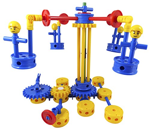 BROKS Invention Time - Juego de construcción STEM con 124 piezas encajables con engranajes y piezas flexibles para niños y niñas de 4 a 10 años - Nuevo Modelo
