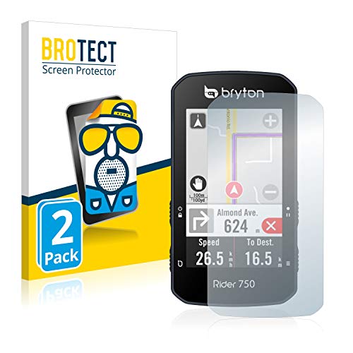 BROTECT Protector Pantalla Anti-Reflejos Compatible con Bryton Rider 750 (2 Unidades) Película Mate Anti-Huellas