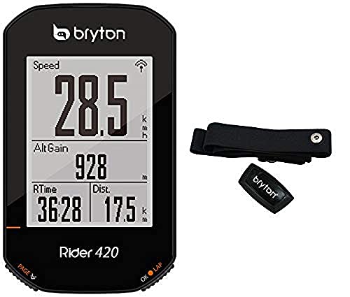 Bryton 420 Horas Rider con Banda Cardio, Unisex Adulto, Negro, 83.9x49.9x16.9