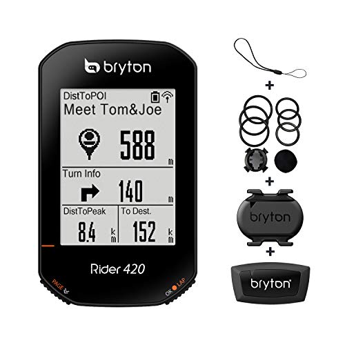 Bryton Rider 420 GPS, Adultos Unisex, Negro, Talla Única