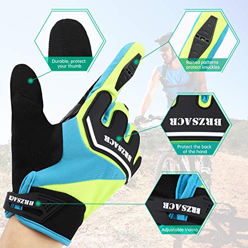 BRZSACR Guantes de Ciclismo Transpirables para Hombre con Pantalla Táctil Utilizados para Ciclismo, Carrera, Montañismo, Guantes de Bicicleta de Dedo Completo Antideslizantes Que Absorben Golpes