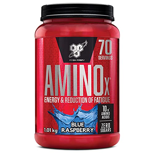 BSN Nutrition Amino X, Suplementos Deportivos BCAA Polvo con Aminoacidos Esenciales y Vitamina D, Aminoacidos BCAA para Musculacion, Frambuesa Azul, 70 Porciones, 1kg