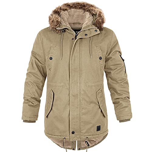 bw-online-shop Parka de invierno Fishtail con forro para hombre, marrón claro, L